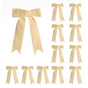 NEW 12 Piece Cream Velvet Christmas Holiday Decor Bows Long Tail Ribbon